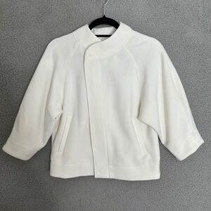 Raoul White Zip Front Jacket‎ US 2 Lined 3/4 Sleeve Minimalist Modern Boxy Fit